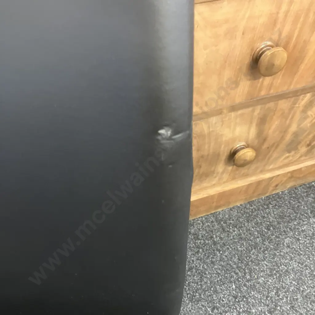 Black Glass Topped Rectangular Dining Table With 6 Black Leather Effect High Back Cantilever Chairs. H76 W180 D100cm Image 1++