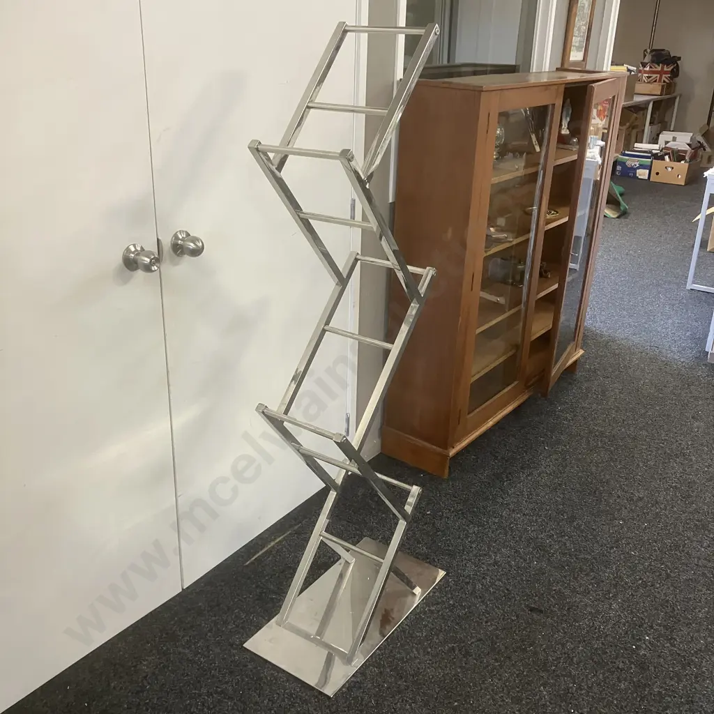 Chrome Zig-Zag Bookshelf / Towel Rack. H158 W60 D30cm Image 1++