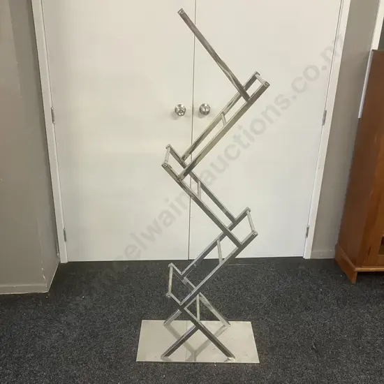 Chrome Zig-Zag Bookshelf / Towel Rack. H158 W60 D30cm