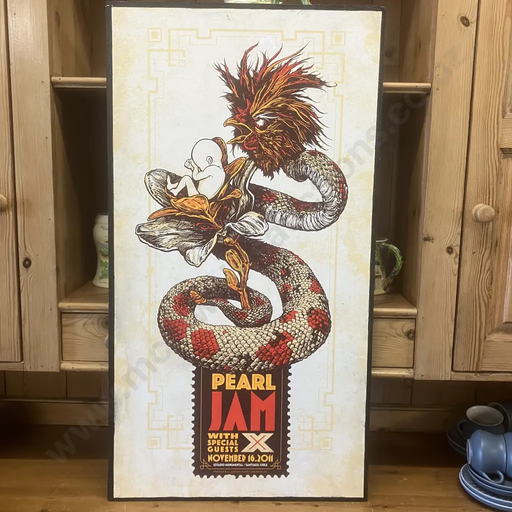 Vintage Pearl Jam, Santiago, Chile by AngryBlue, Mounted On Plywood. 91 x 49.5cm Image 1++