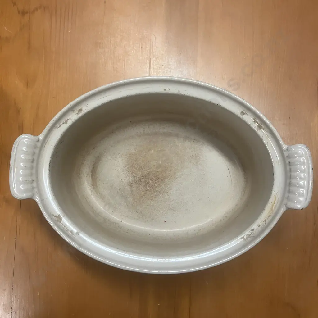 Vintage 'Le Creuset / Cousances' Style Enamelled Cast Iron Lidded Oval Dutch Oven, Flame Orange Color (No Maker) Image 1++