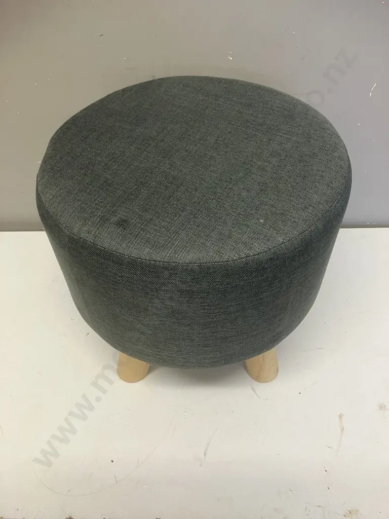 Grey Upholstered 4 Leg Footstool. 34 x 34cm Image 1++