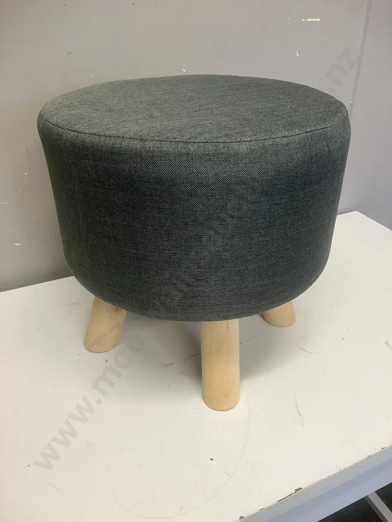 Grey Upholstered 4 Leg Footstool. 34 x 34cm Image 1++