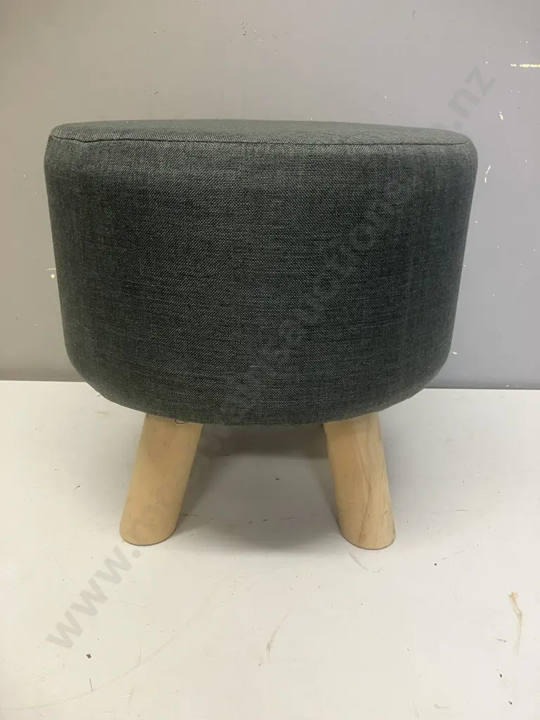 Grey Upholstered 4 Leg Footstool. 34 x 34cm Image 1++