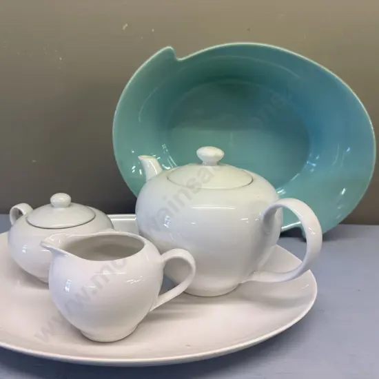 Mason & Cash Form Bowl, Levene Teapot, Sugar Bowl, Creamer & Platter