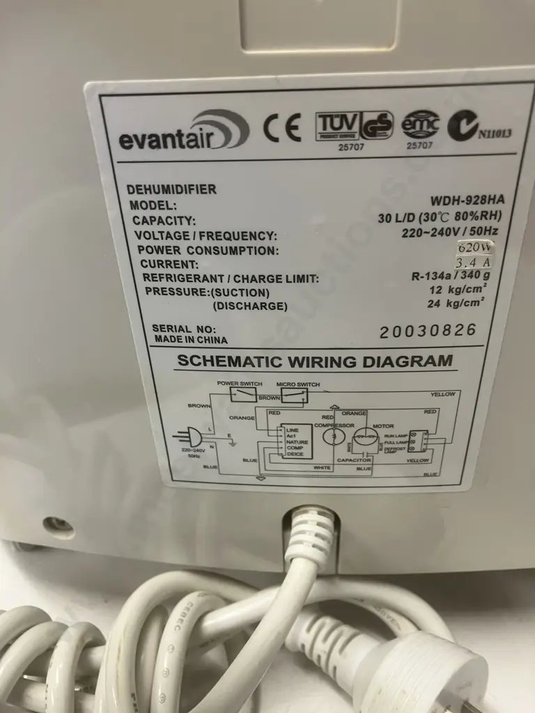 Evantair WDH-928HA Dehumidifier With Manual Image 1++