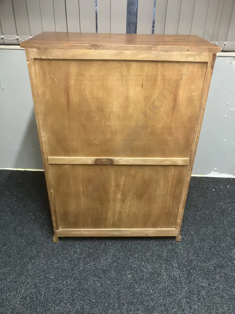 6 Drawer Wooden Tallboy With Black Metal Ring Handles. H115 W80 D40cm Image 1++