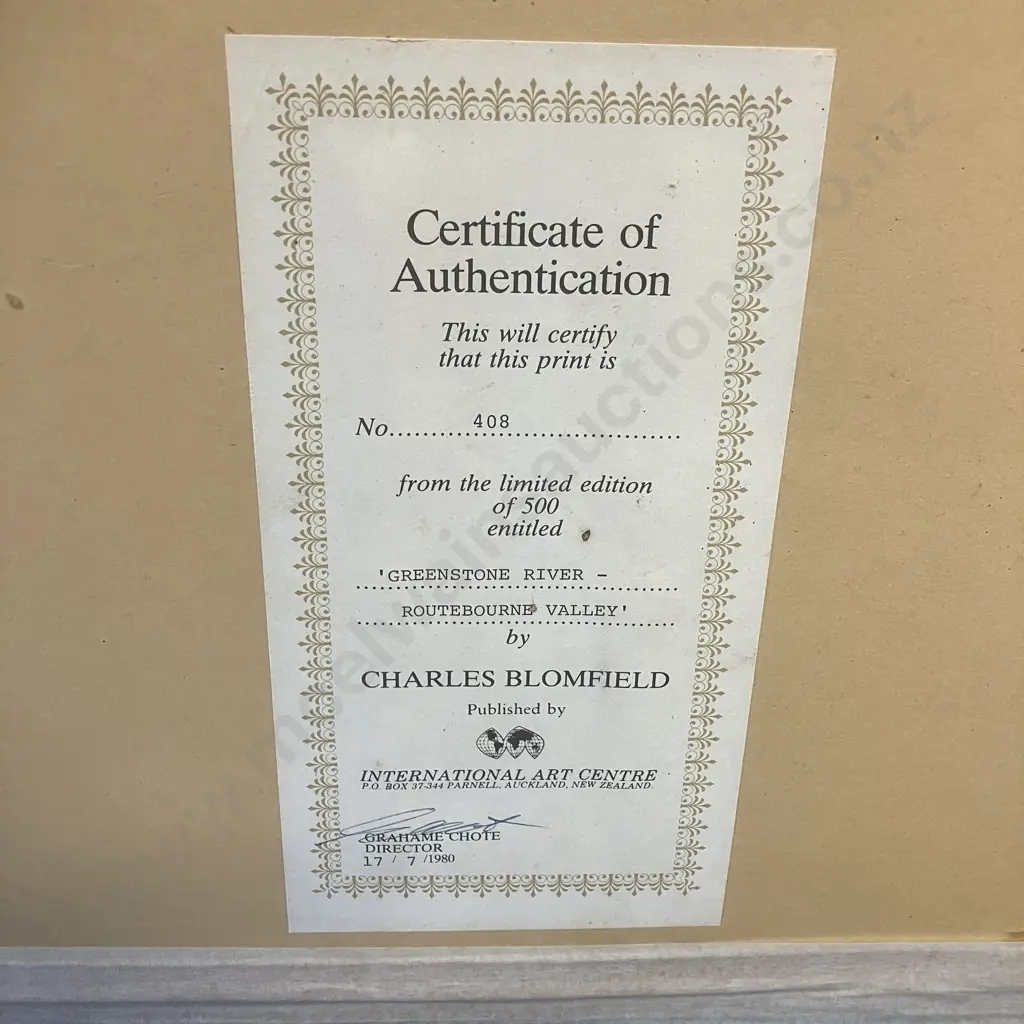 Charles Blomfield 'Greenstone River - Routebourne Valley' Print 408 of 500 With COA, Framed & Glazed 77 x 110cm Image 1++