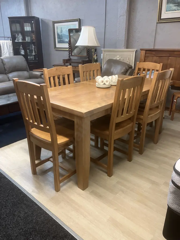 Early Settler Oak Hill Extension Dining Table With Six Early Settler Oak Hill Dining Chairs. H79 W180 D90cm Image 1++