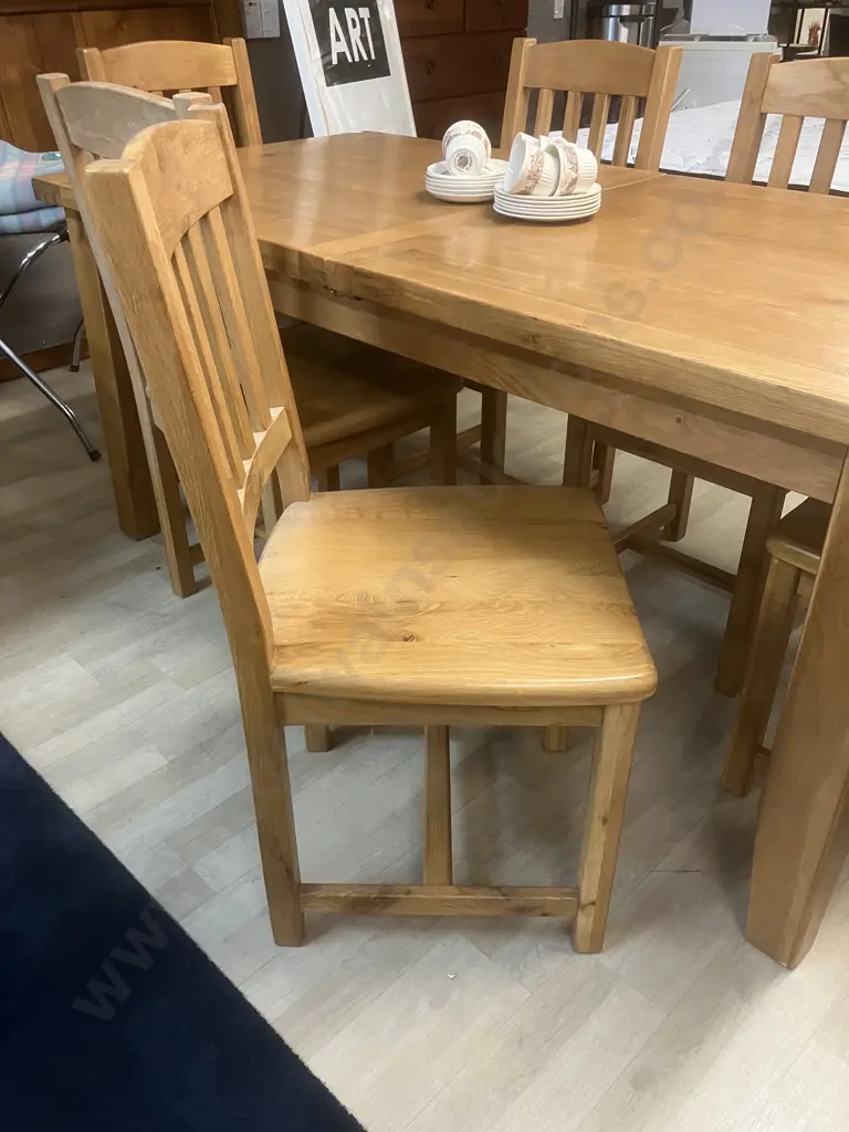 Early Settler Oak Hill Extension Dining Table With Six Early Settler Oak Hill Dining Chairs. H79 W180 D90cm Image 1++