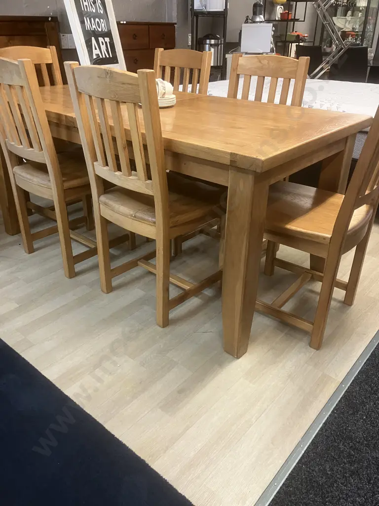 Early Settler Oak Hill Extension Dining Table With Six Early Settler Oak Hill Dining Chairs. H79 W180 D90cm Image 1++