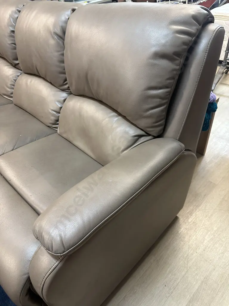 Mocha Leather Effect 3 Seater Sofa (As Found Condition) Image 1++