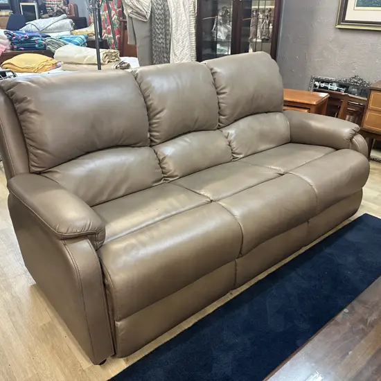 Mocha Leather Effect 3 Seater Sofa (As Found Condition)