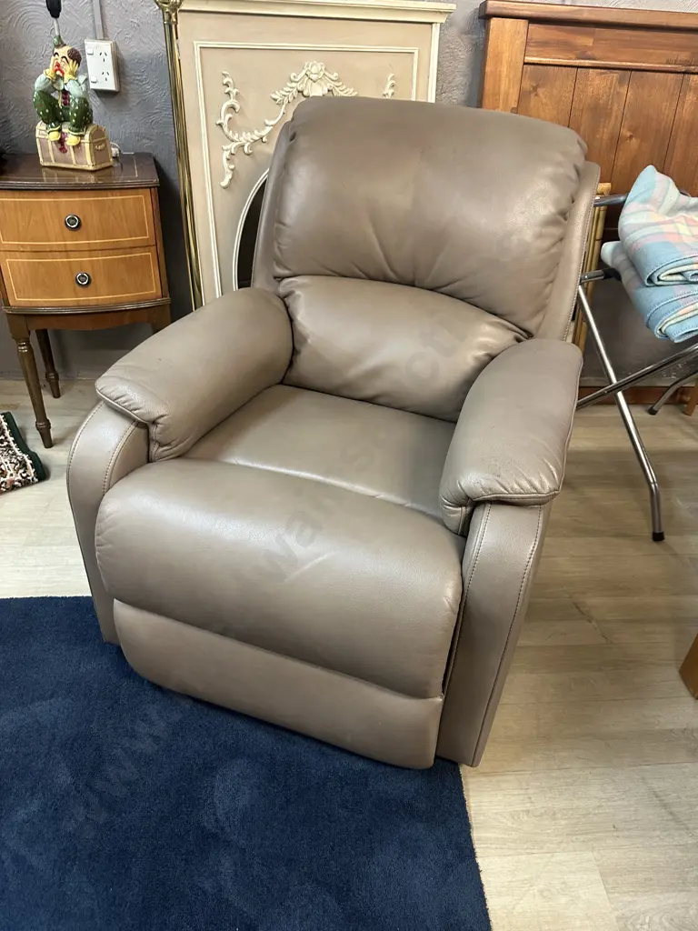 Mocha Leather Effect Recliner Armchair Image 1++