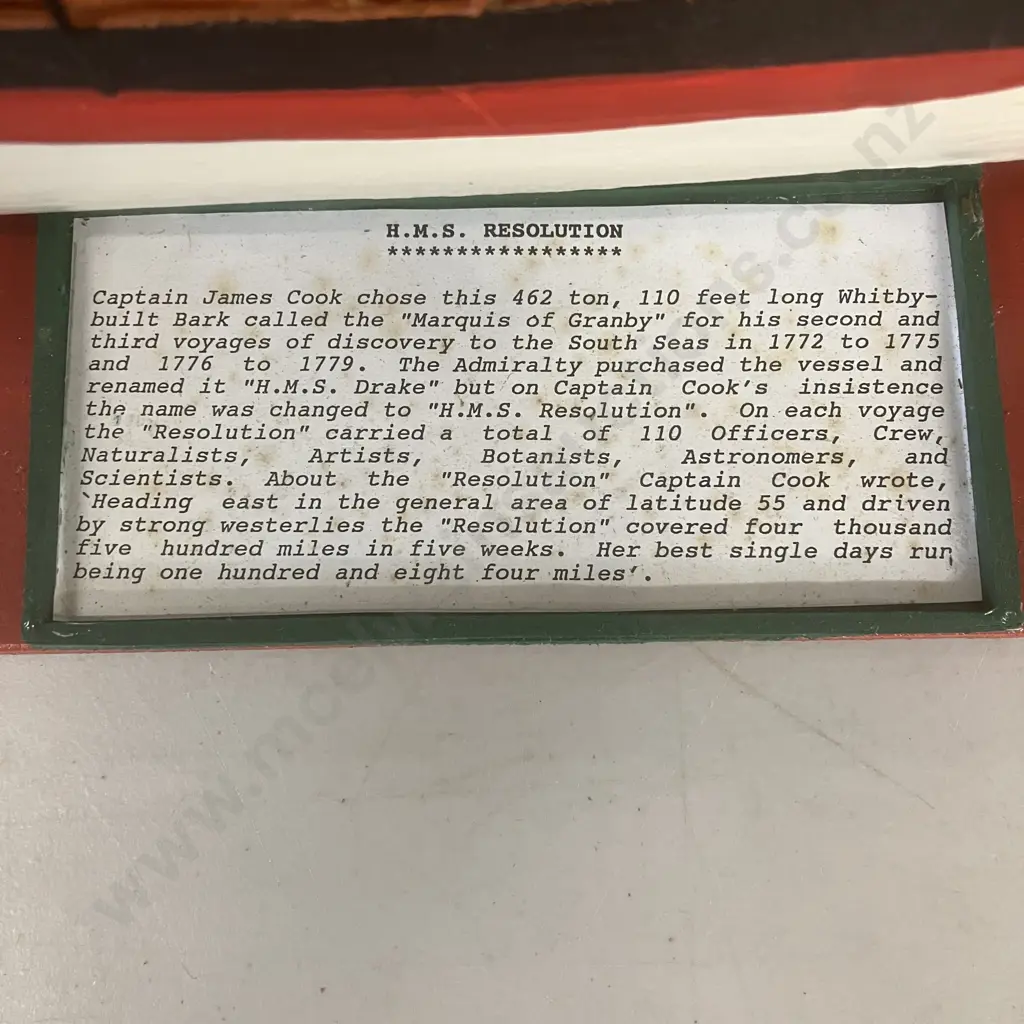 H.M.S. Resolution Wooden Model  - Captain James Cooks' Second and Third Expedition to the Pacific. L86cm Image 1++