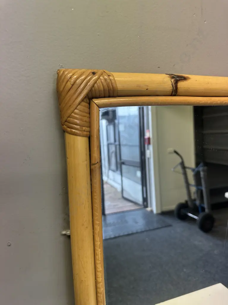 Cane Framed Rectangular Mirror H75,W48cm. Image 1++