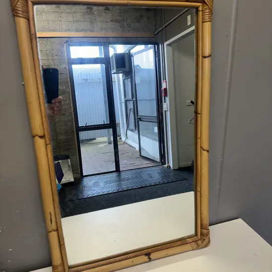Cane Framed Rectangular Mirror H75,W48cm.