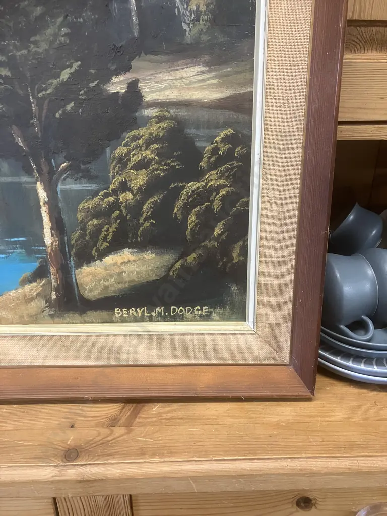 Beryl. M. Dodge Original Framed Artwork - "Lake Fergus" South Island. Signed. 70.5 x 98cm Image 1++
