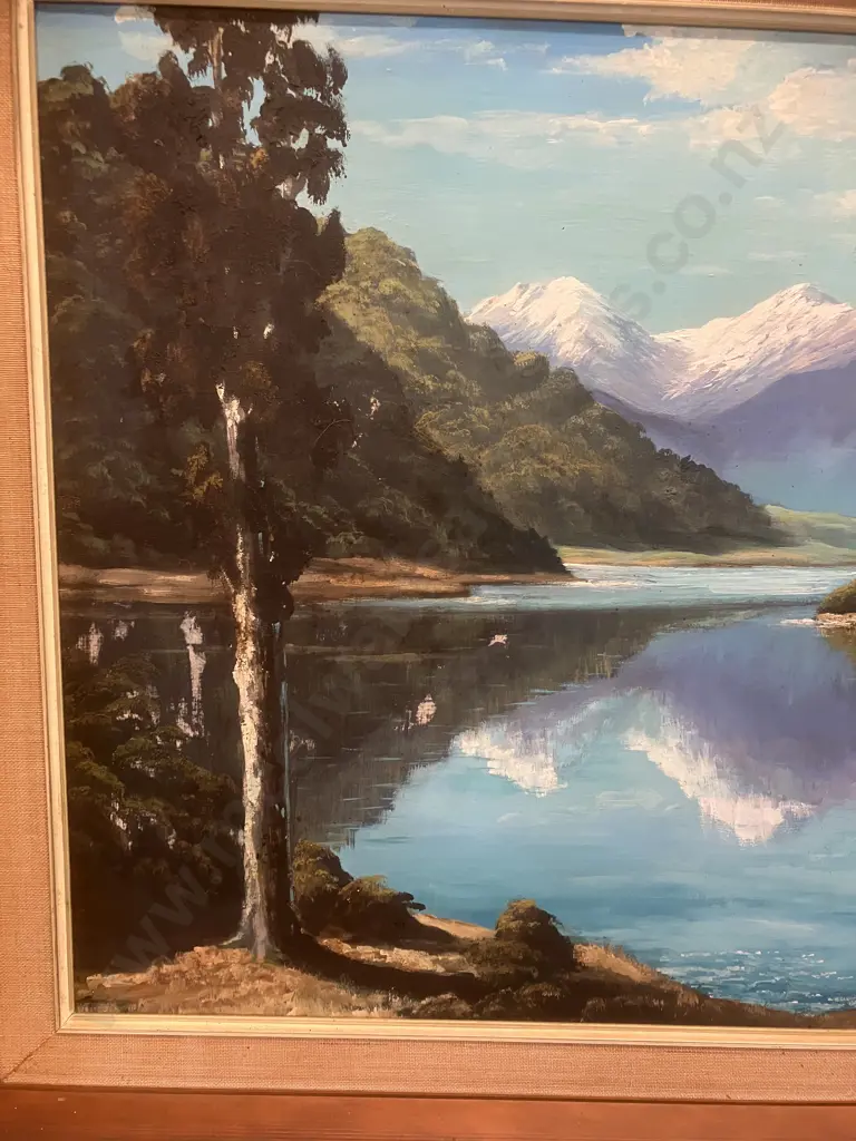 Beryl. M. Dodge Original Framed Artwork - "Lake Fergus" South Island. Signed. 70.5 x 98cm Image 1++