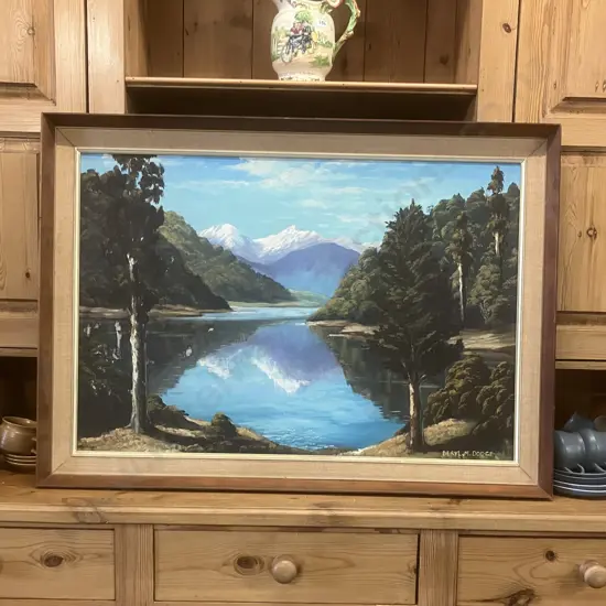 Beryl. M. Dodge Original Framed Artwork - "Lake Fergus" South Island. Signed. 70.5 x 98cm