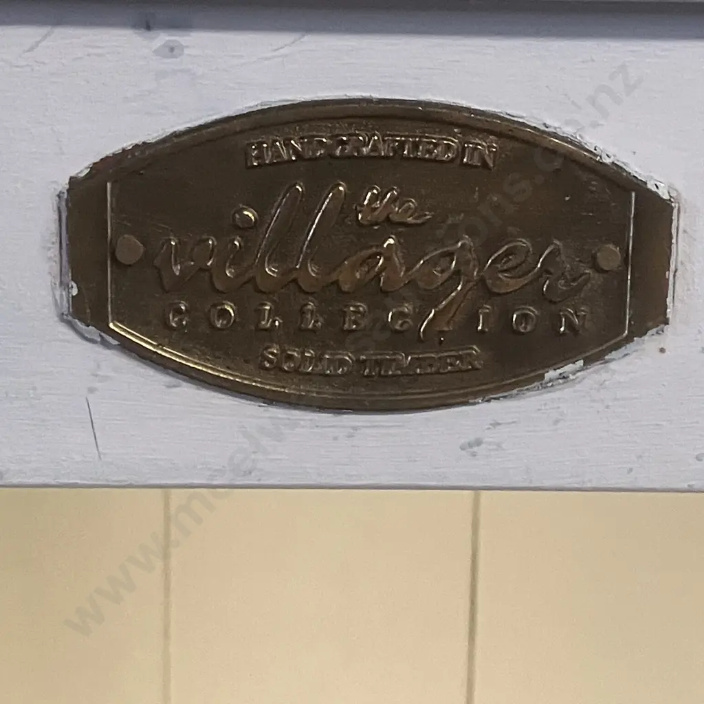 'The Villager Collection' Double Glass Door Display Cabinet Painted Blue & Cream. H125 W151.5 D36cm Image 1++