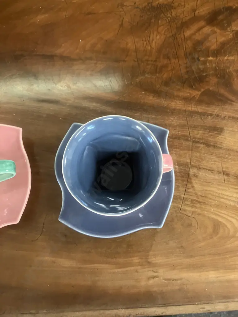 Pair of Bob Steiner Cups & Saucers, 1980's (Signature To Base c1984 -1986) Image 1++