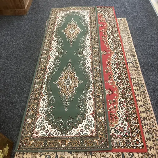 Green & Red Polypropylene Carpet Runners X 2. 80 x 250