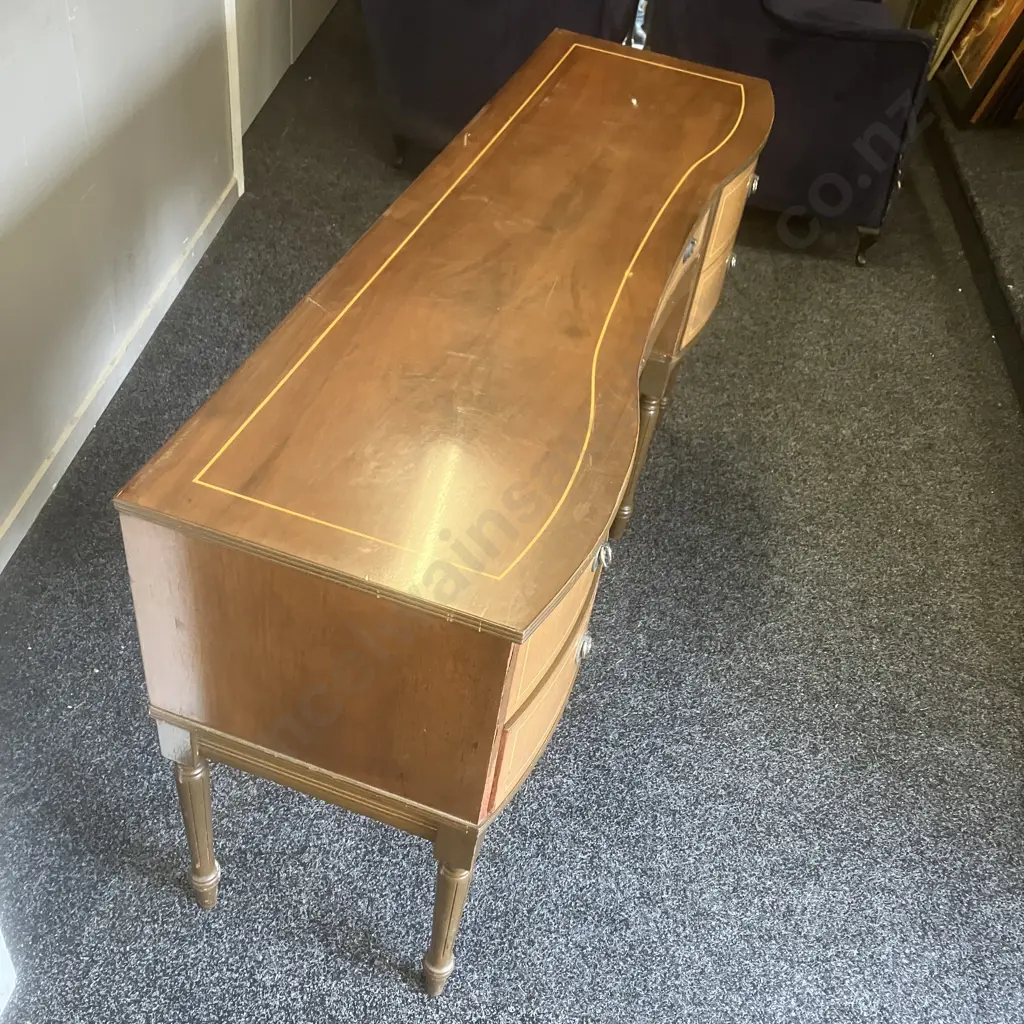 George lll Style Mahogany Bow Fronted Sideboard (As Found) 2 Handles Not Complete. H76 W137 D42cm Image 1++