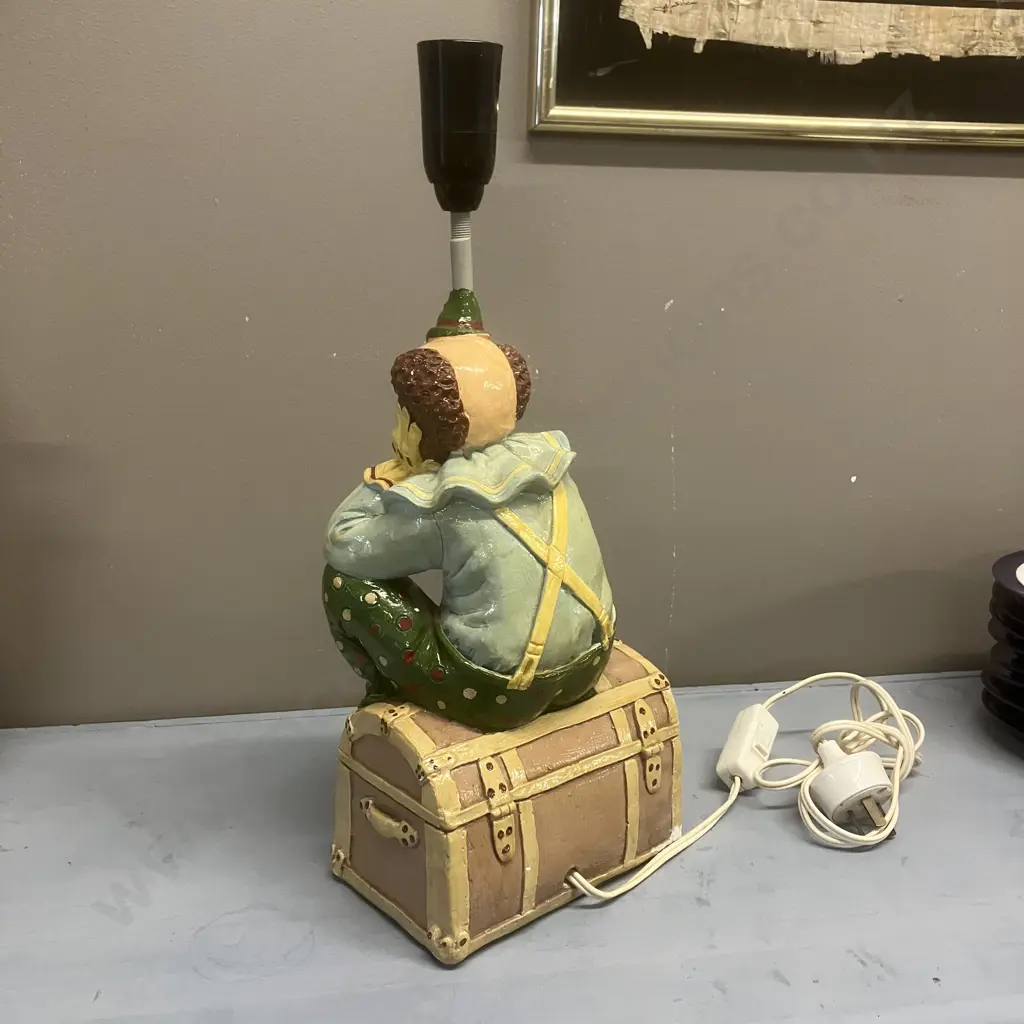 Vintage Sad Clown Table Lamp. H40cm Image 1++