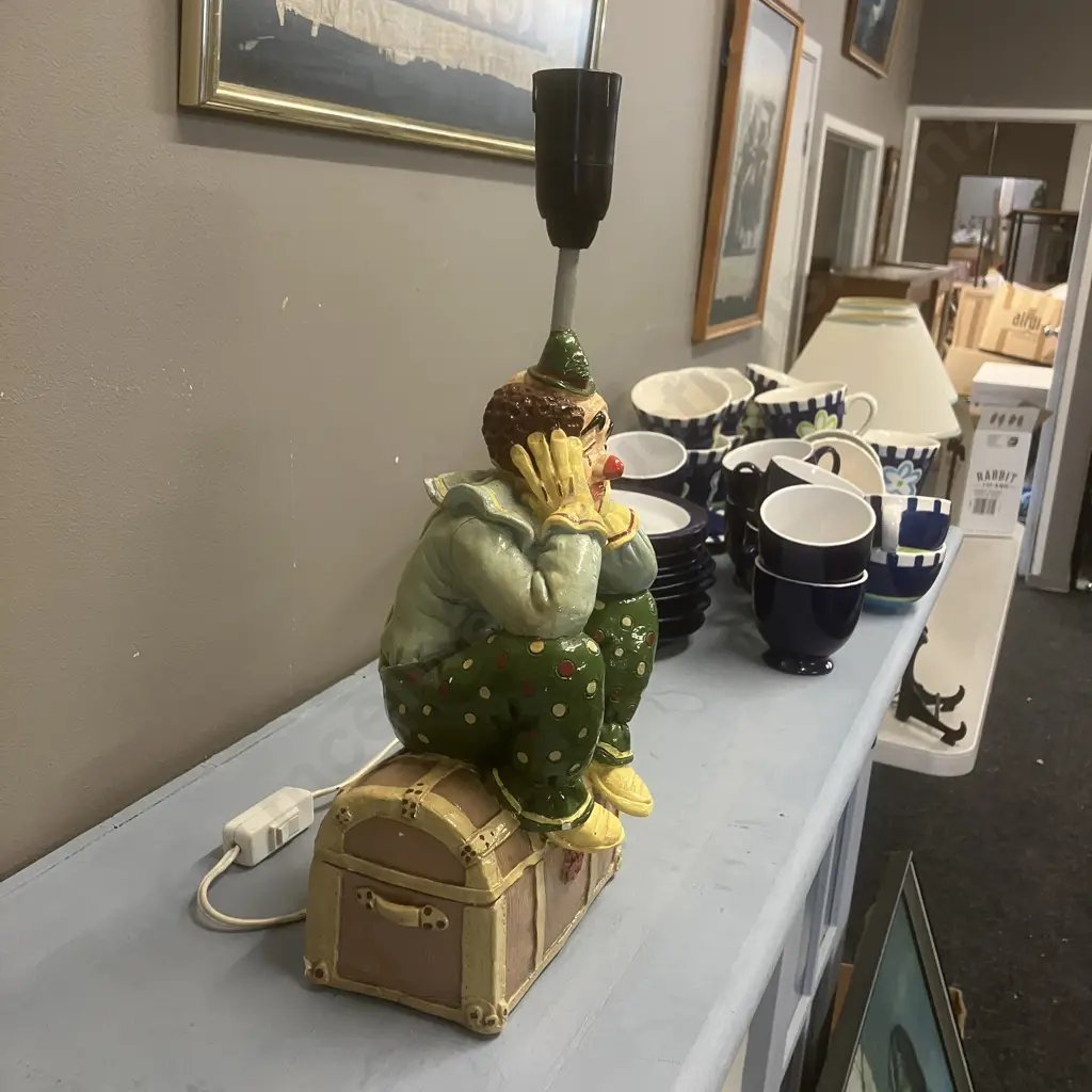 Vintage Sad Clown Table Lamp. H40cm Image 1++