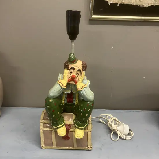 Vintage Sad Clown Table Lamp. H40cm