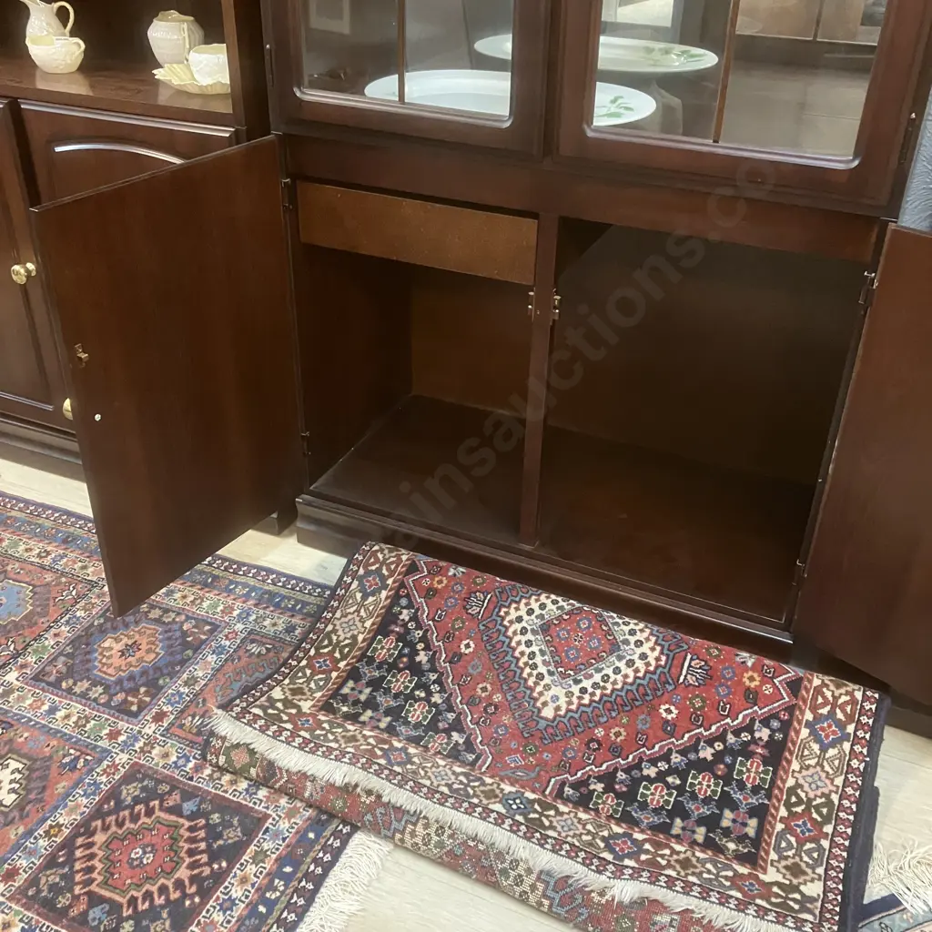 Mahogany 4 Door Display Cabinet With Astragal Doors. Mirror Backed, Adjustable Glass Shelves. H200 W81 D42cm Image 1++