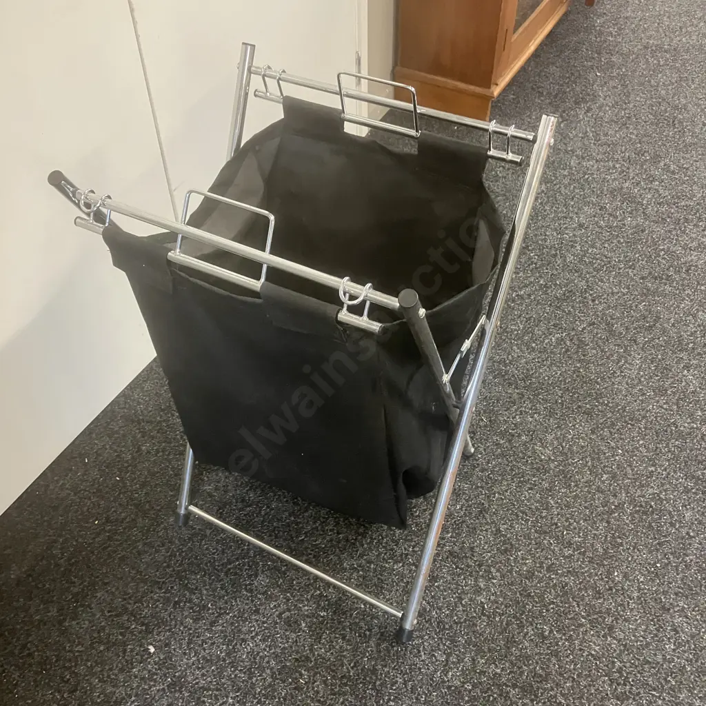 Chrome Folding Laundry Hamper. H72 W40 D46.5cm Image 1++