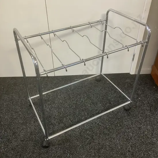 Chrome Display / Storage Rack On Wheels. H74 W75 D46cm