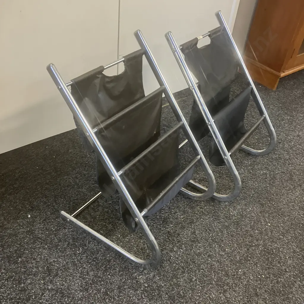 Pair of Stainless Steel Magazine Stands. H60 W40 D44cm Image 1++