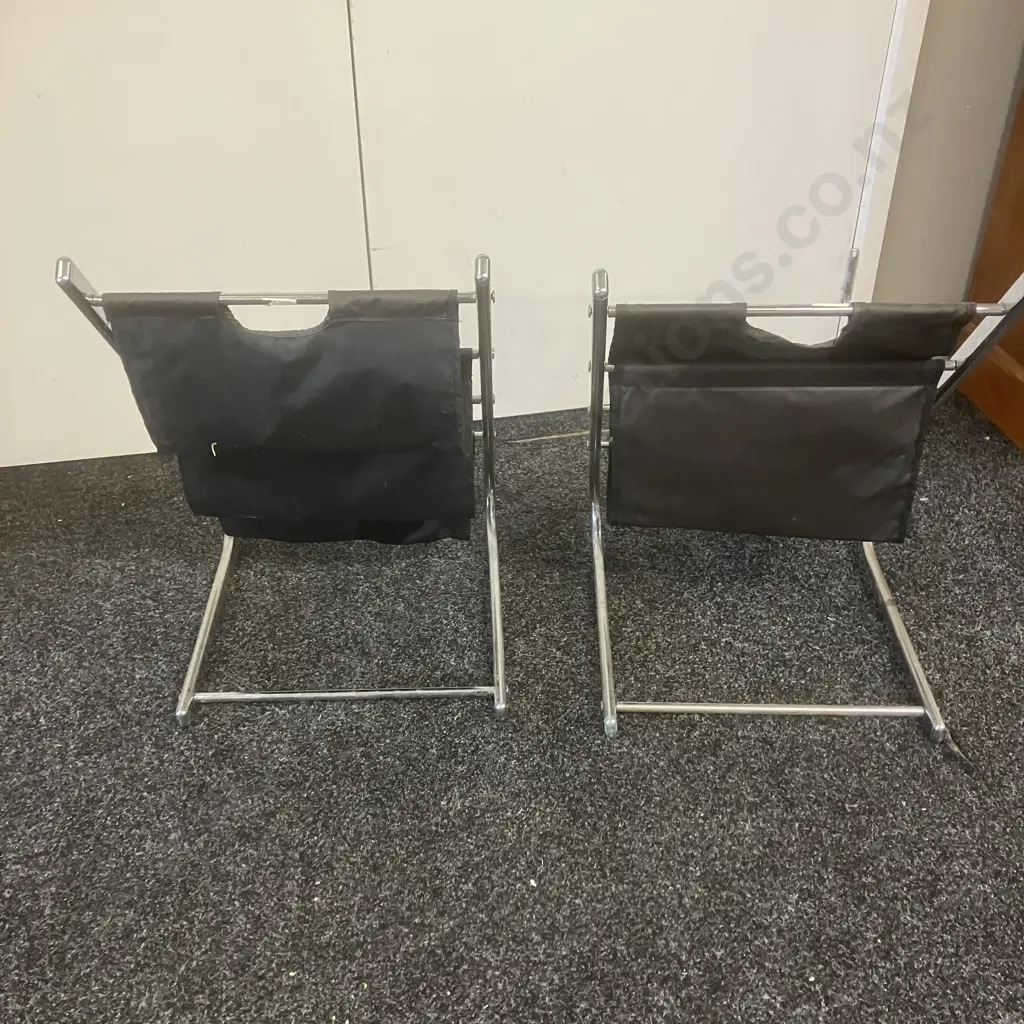 Pair of Stainless Steel Magazine Stands. H60 W40 D44cm Image 1++
