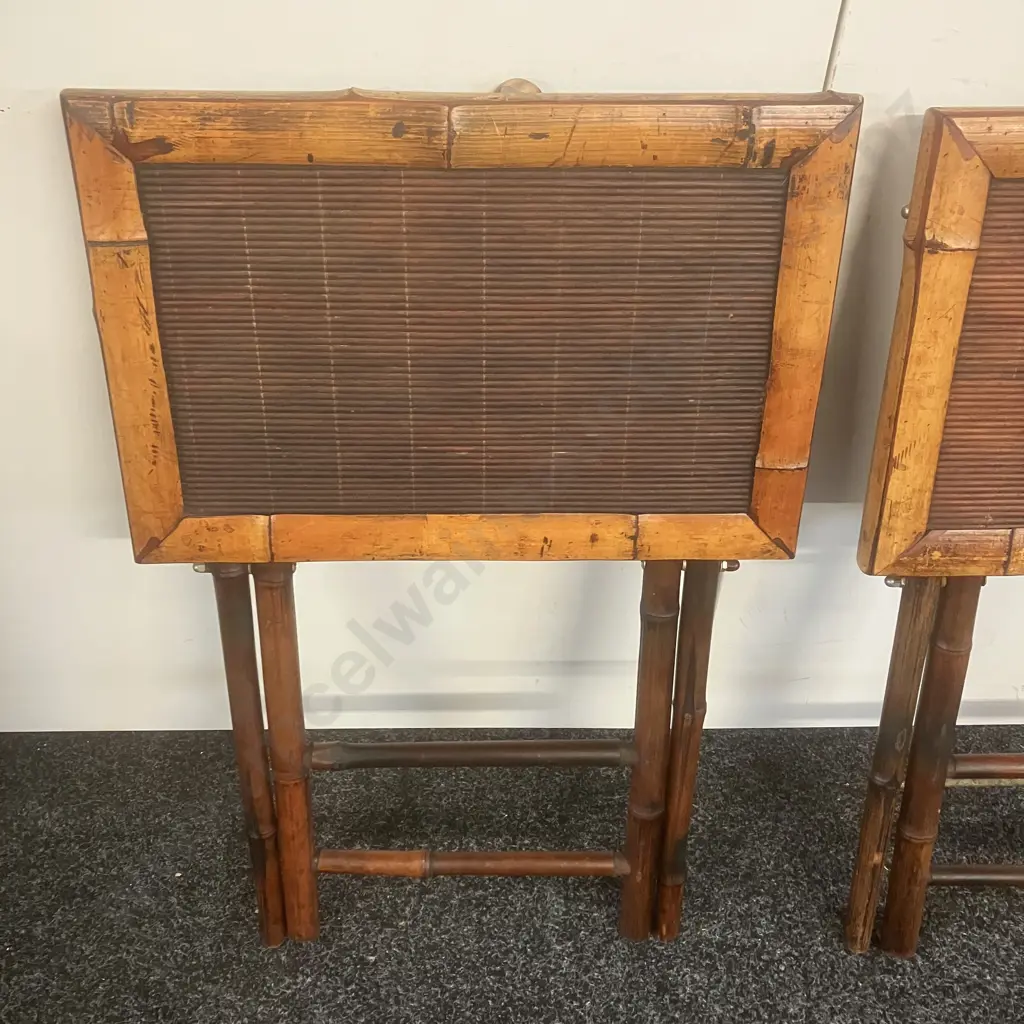 Pair of Bamboo Folding Side Tables. H67 W49 D33cm Image 1++