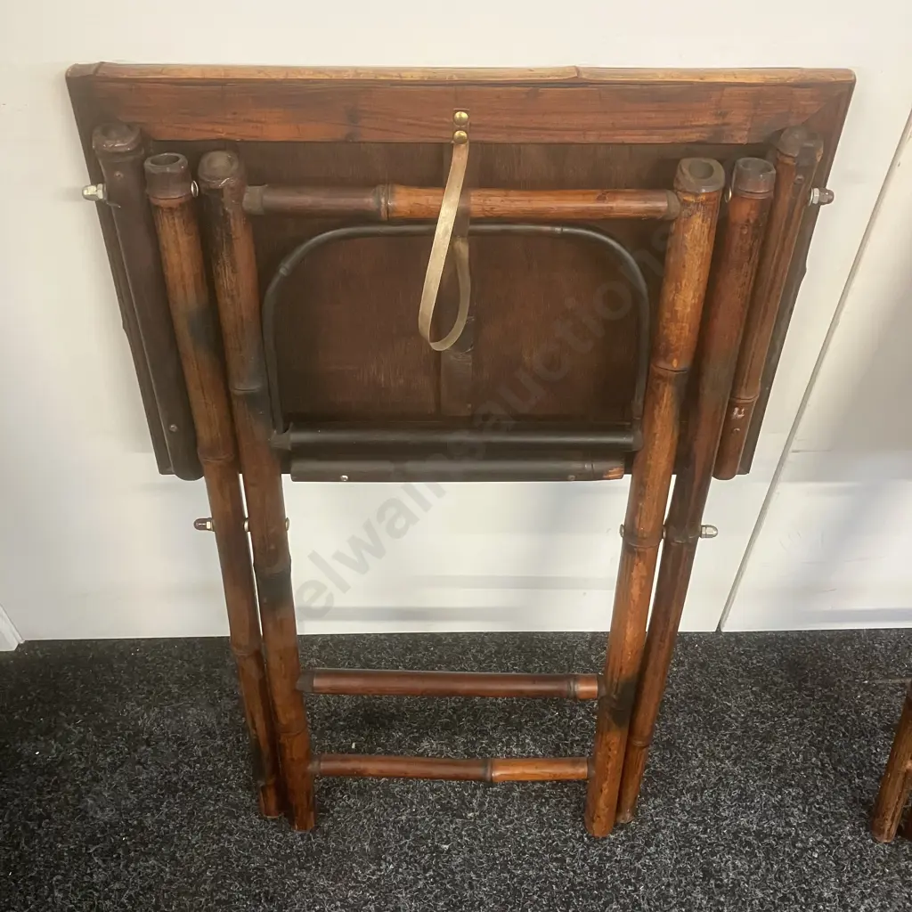 Pair of Bamboo Folding Side Tables. H67 W49 D33cm Image 1++