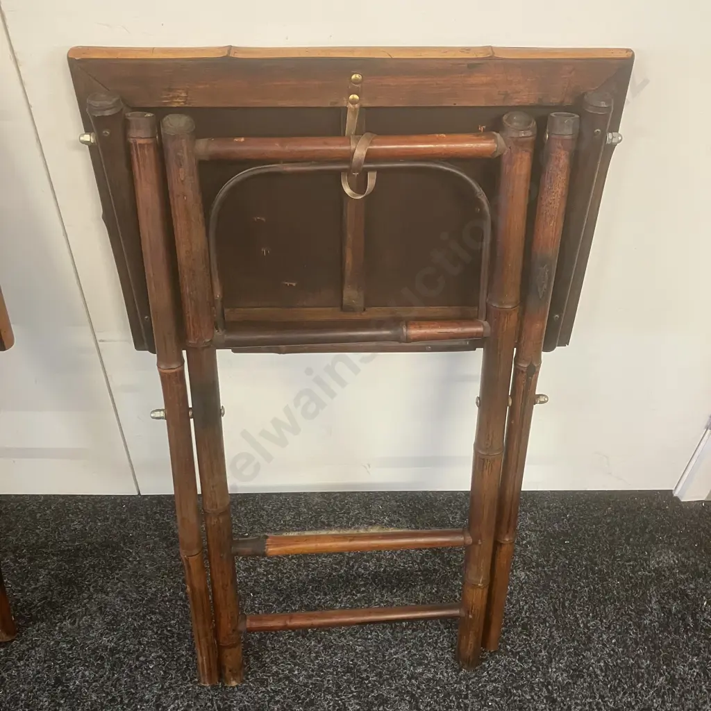Pair of Bamboo Folding Side Tables. H67 W49 D33cm Image 1++
