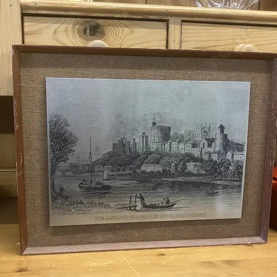 Vintage 1970s Omicways England "The Castle of the British Sovereign Windsor" Stainless Steel. 30 x 39cm