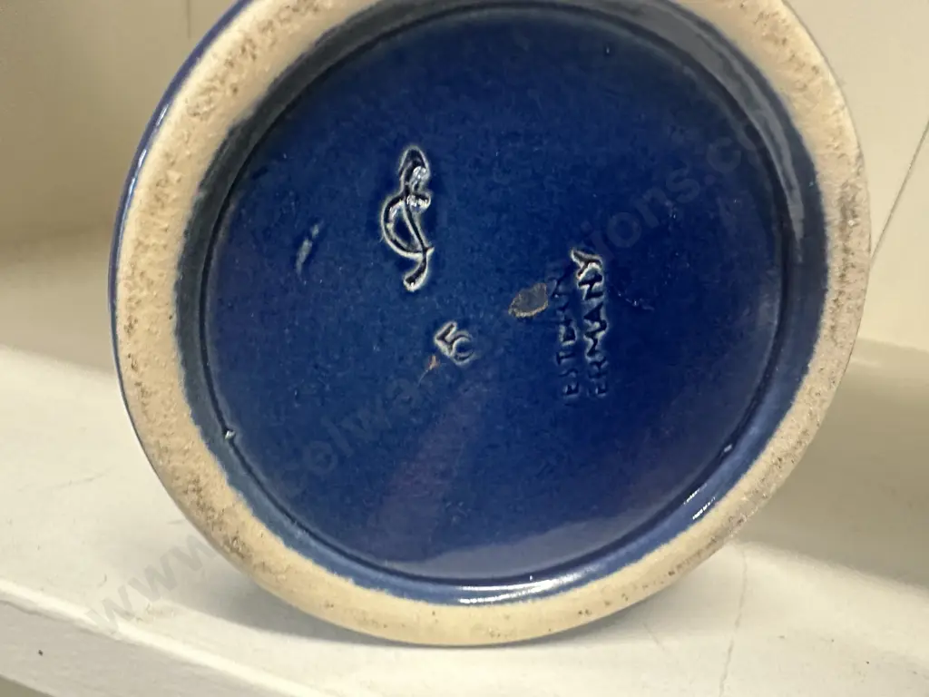 Vintage West German Blue Beer Stein With Silver Coloured Lid H23cm. Image 1++