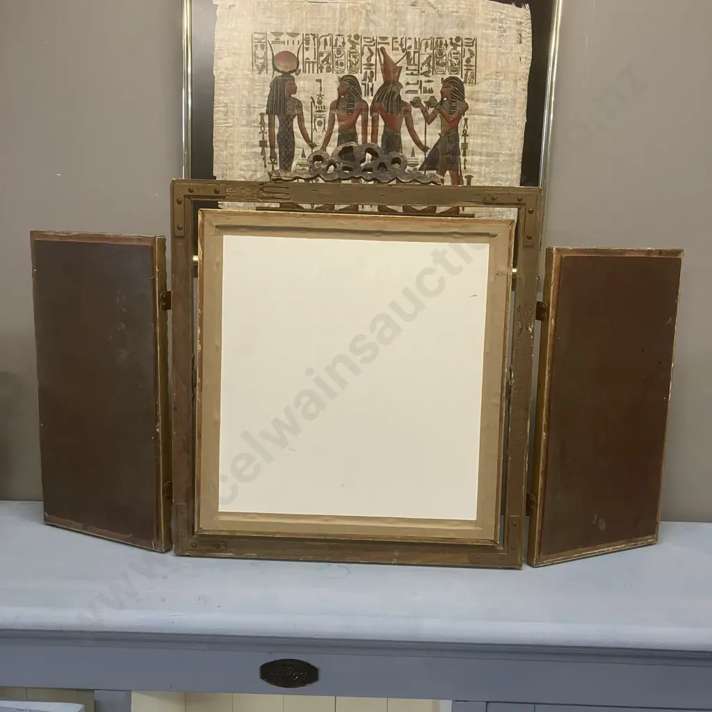 Antique Ornate Plaster On Wood Triptych Vanity Mirror. 55 x 92cm (As Found) Image 1++