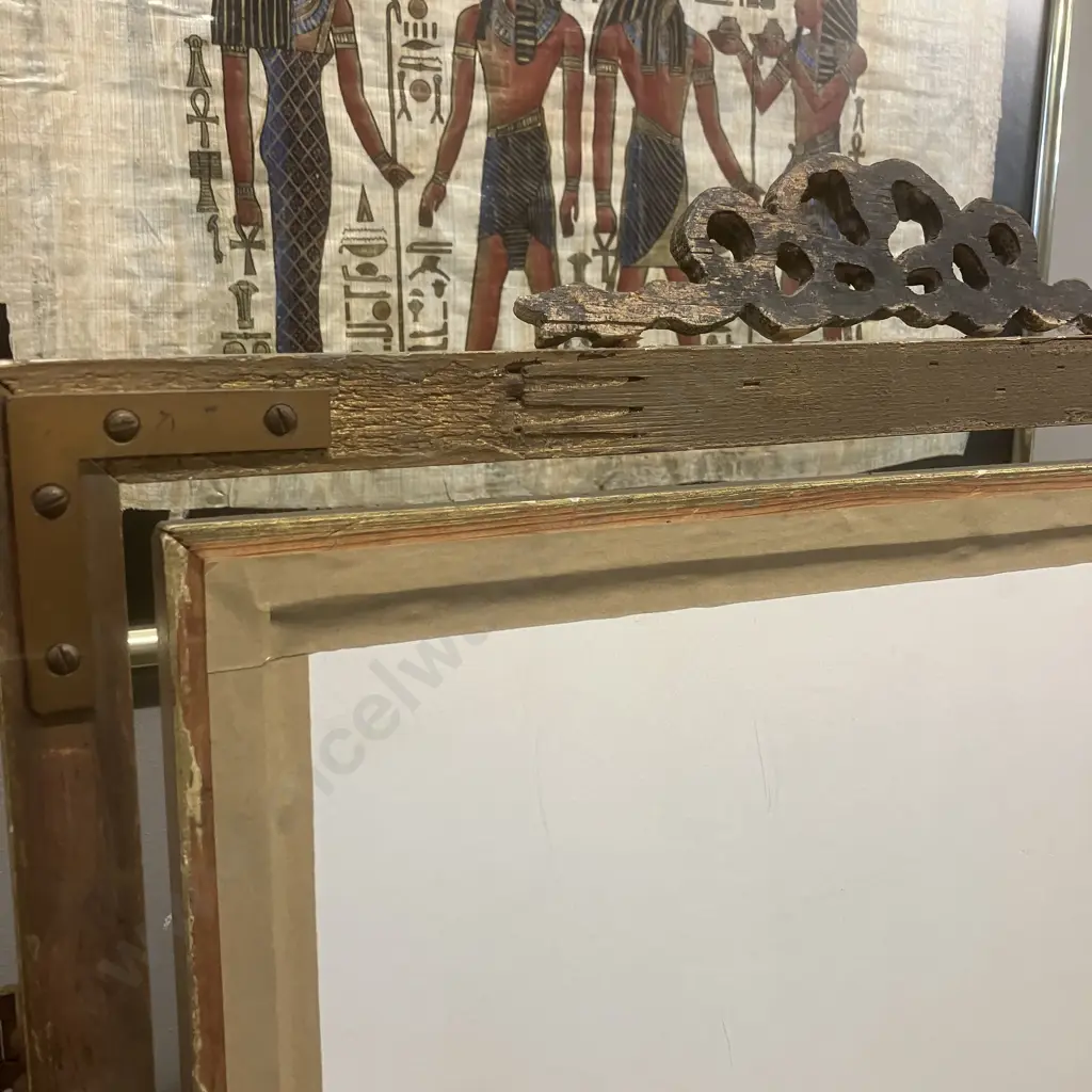 Antique Ornate Plaster On Wood Triptych Vanity Mirror. 55 x 92cm (As Found) Image 1++