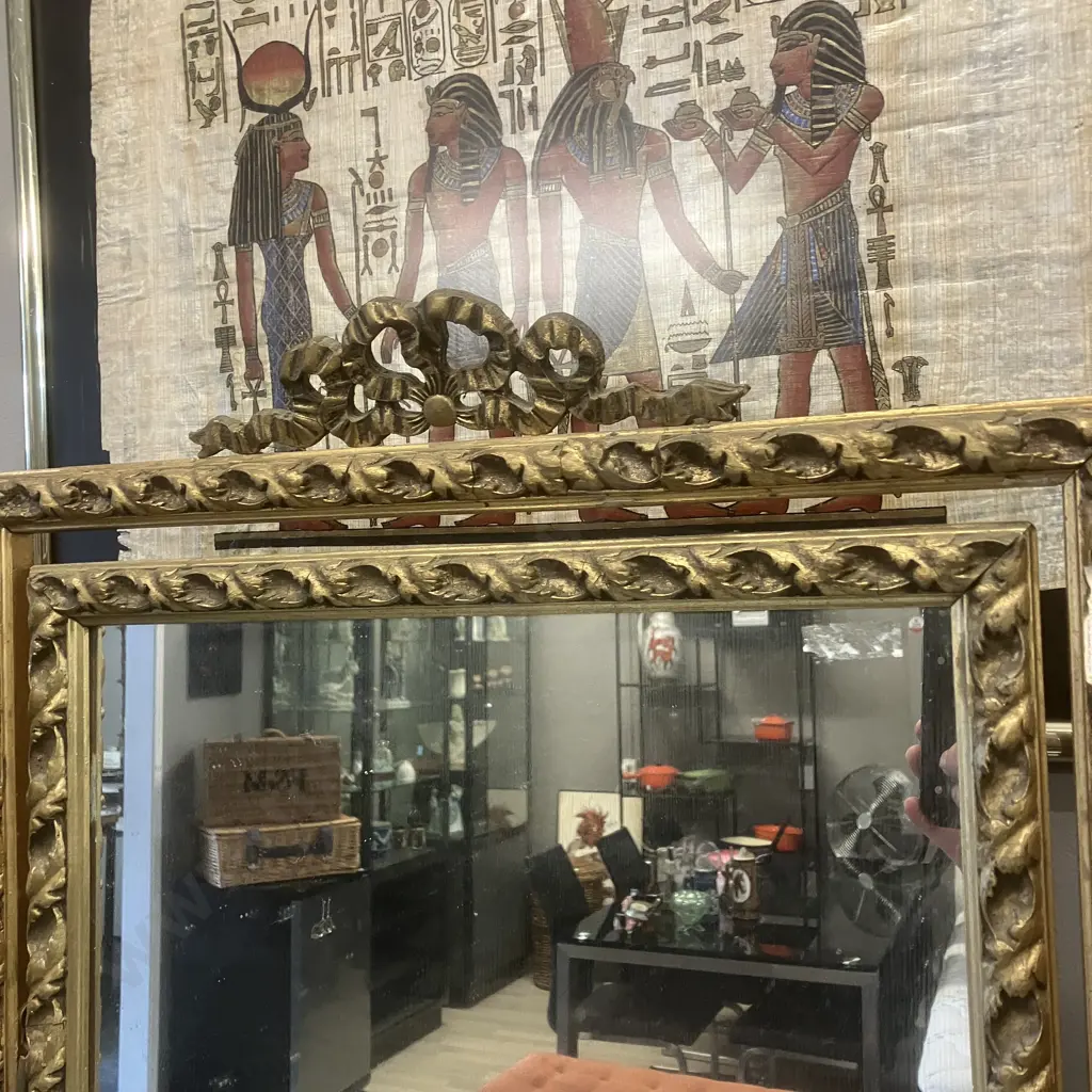 Antique Ornate Plaster On Wood Triptych Vanity Mirror. 55 x 92cm (As Found) Image 1++