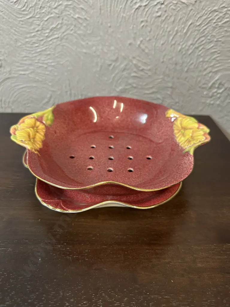 Royal Winton Grimwades Petunia Pink Ceramic Draining Bowl Image 1++