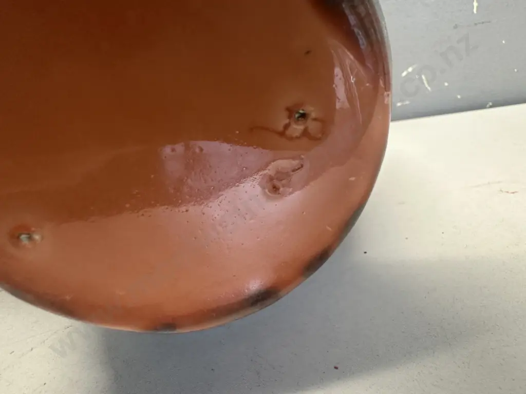 Ceramic Vase With A Vertical Stripe Glaze In Shades Of Orange & Brown H36cm. Image 1++