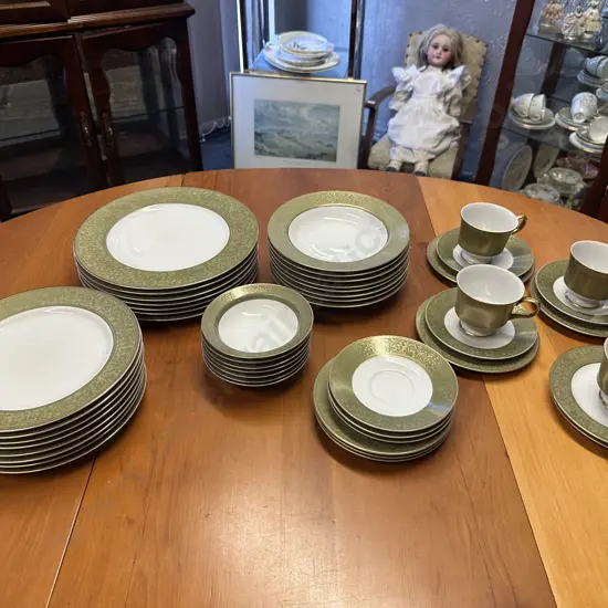 Sango Versailles 3632 Dinnerware Green With Gold Gilt Detail