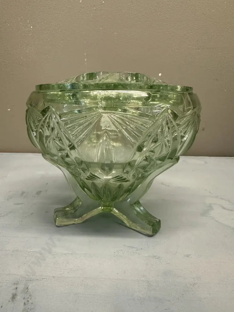 Art Deco Sowerby Posy Bowl With Frog Image 1++
