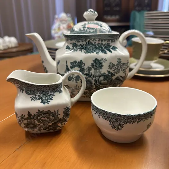 Enoch Wedgwood Asiatic PheasantsTeapot, Creamer & Sugar Bowl