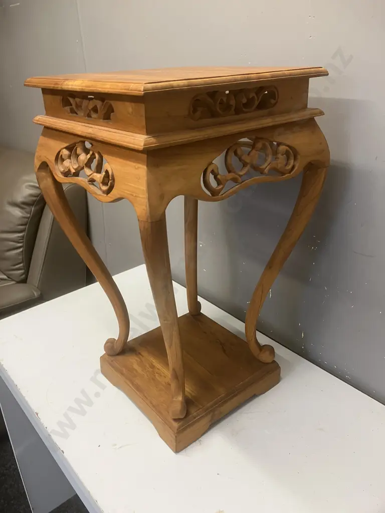 Teak Oriental Plant Stand Display Table. H58 W35 D34.5cm Image 1++